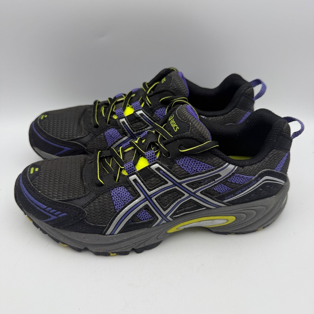 ASICS Gel Venture 6 Women 7.5 Black Purple T383N Trail Running Shoes